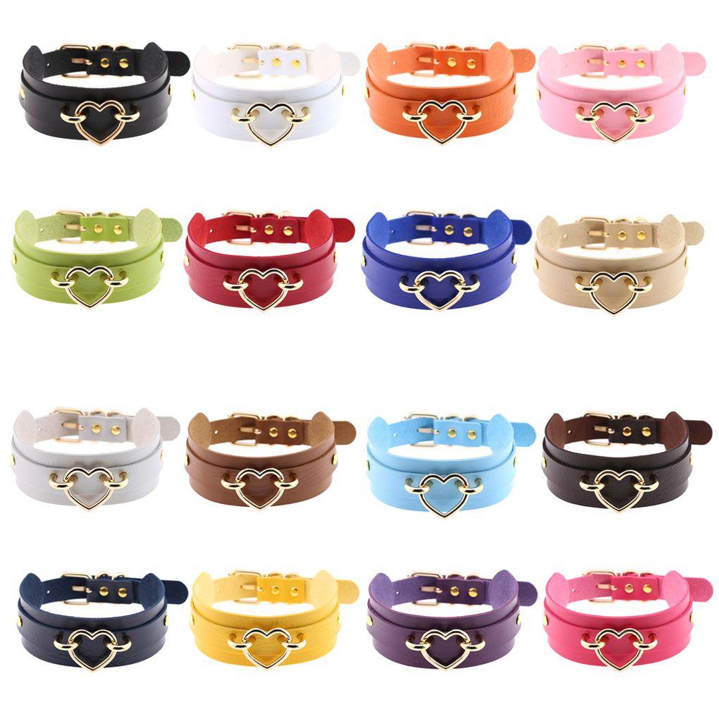 Женский Девушки Чокер Сердце Ожерелье Женский ПУ Кожаный Чокер Заявление Ожерелье Ювелирные Изделия Шейная Сбруя