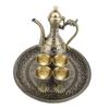 Турецкий чайный сервиз, изысканный, роскошный, старинный металлический чайник, поднос для чая и набор из 4 чашек для дома, бронза