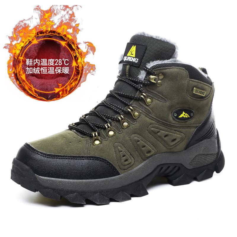 Зимние высокие кроссовки для пар, уличные походные ботинки, модные повседневные теплые ботинки на толстой подошве, нескользящие, одинарные, мужские