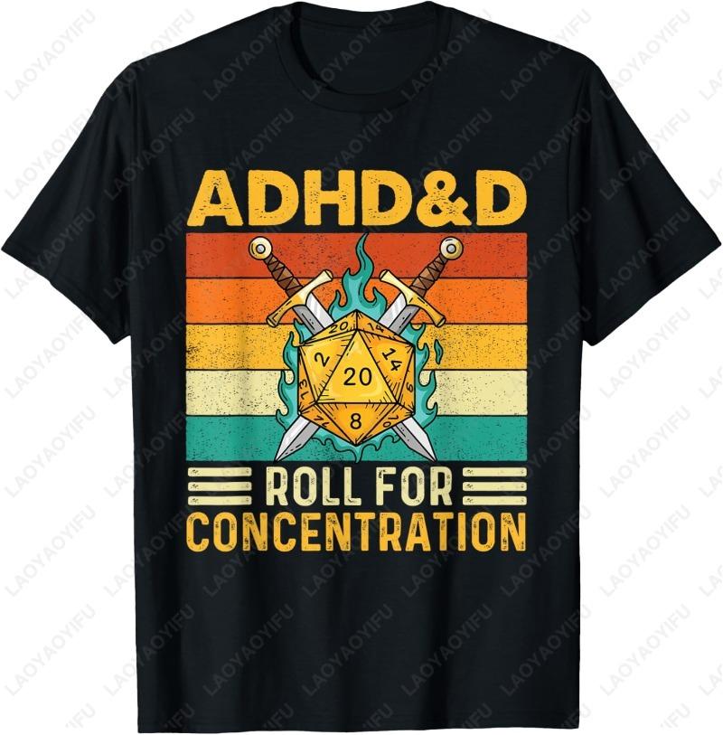 ADHDD Ролл Для Концентрации RPG Настольные Игры Унисекс Взрослый Хлопковая Футболка Креативный Тренд Однотонный С Принтом Топы Унисекс Футболки