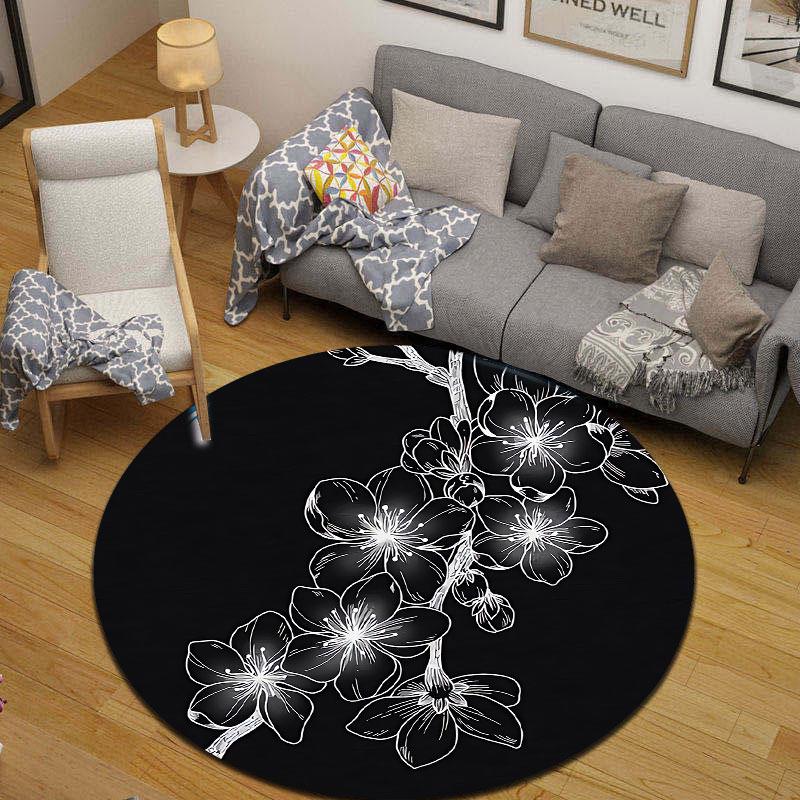 Modern Round Butterfly Multicolor Rug Pad, Non-Slip Floor Mat for Bedroom