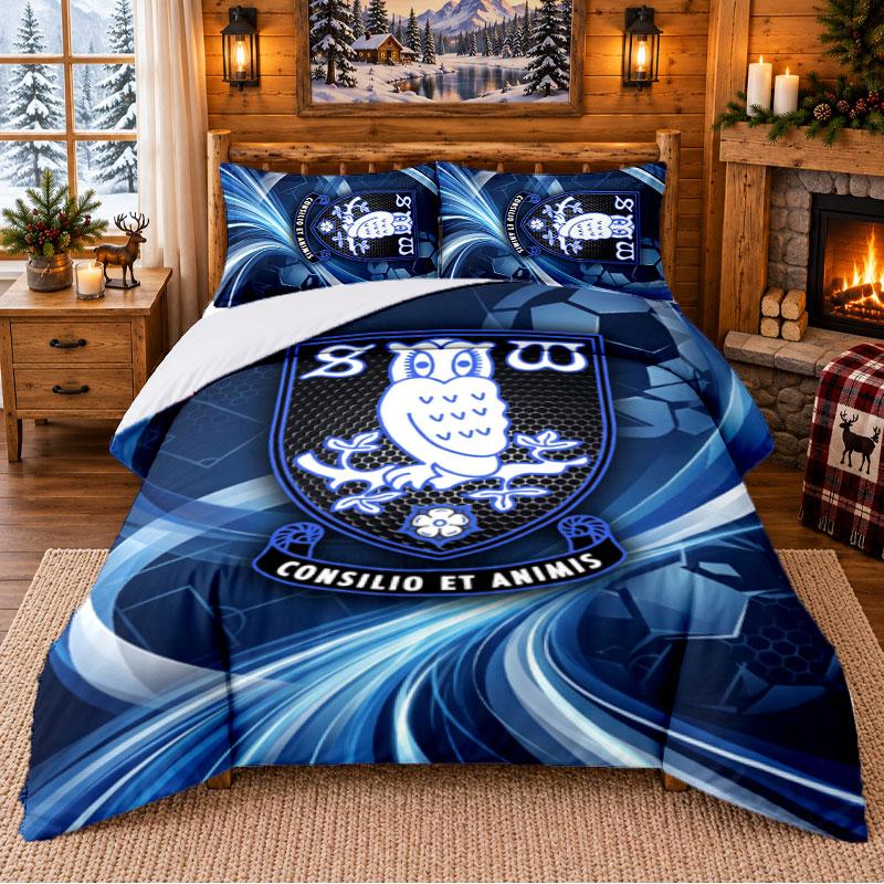 Printed 3Pcs Bedding Set Sheffield Wednesday Football Pattern Bed Sheet Pillowcase For Bedroom Decor