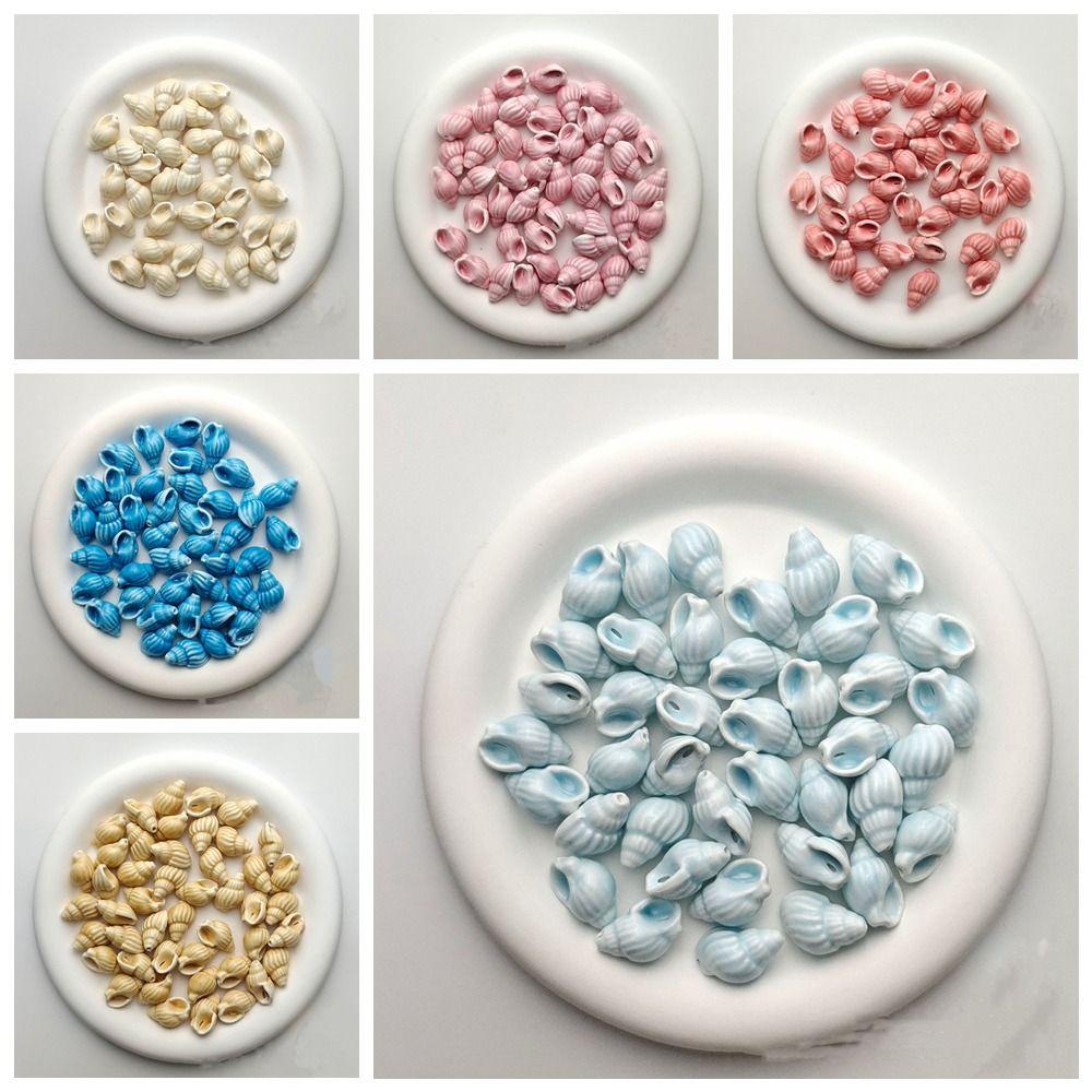 10pcs/set Handmade Craft Conch Shell Beads Cartoon Colorful Conch Spacer Loose Beads Cute 3D Jewelry Making Material Necklace