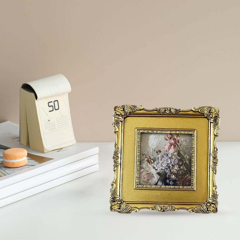 Богато украшенная фоторамка в стиле ретро с цветочным тиснением, настольный/настенный декор, барочная фоторамка для свадьбы, прихожей, Нового года
