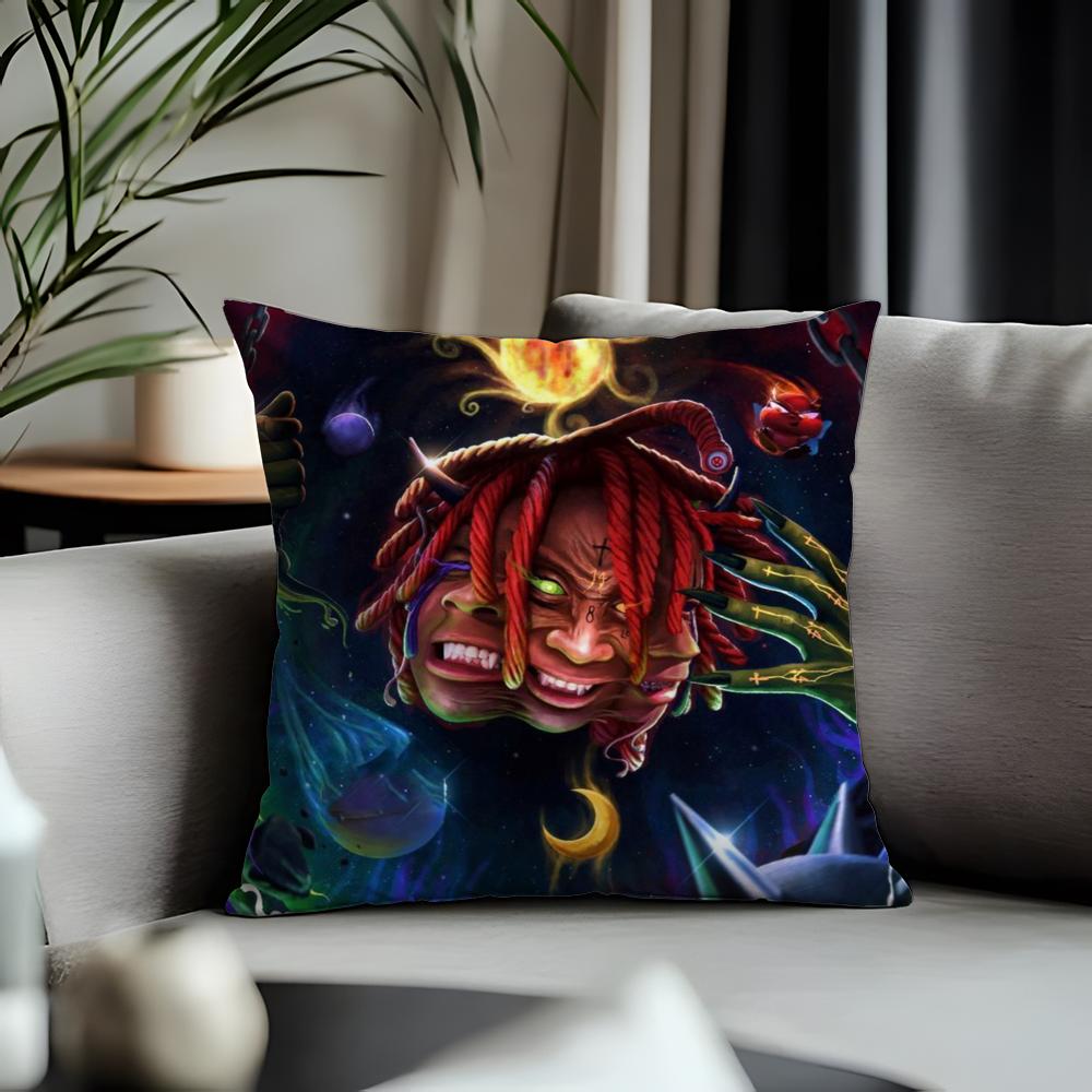 Fashion TTrippie Reddead Cushion Cover Antidustmite Pillowcase Invisible Zipper Silky Short Plush Sofa Cushion Cover