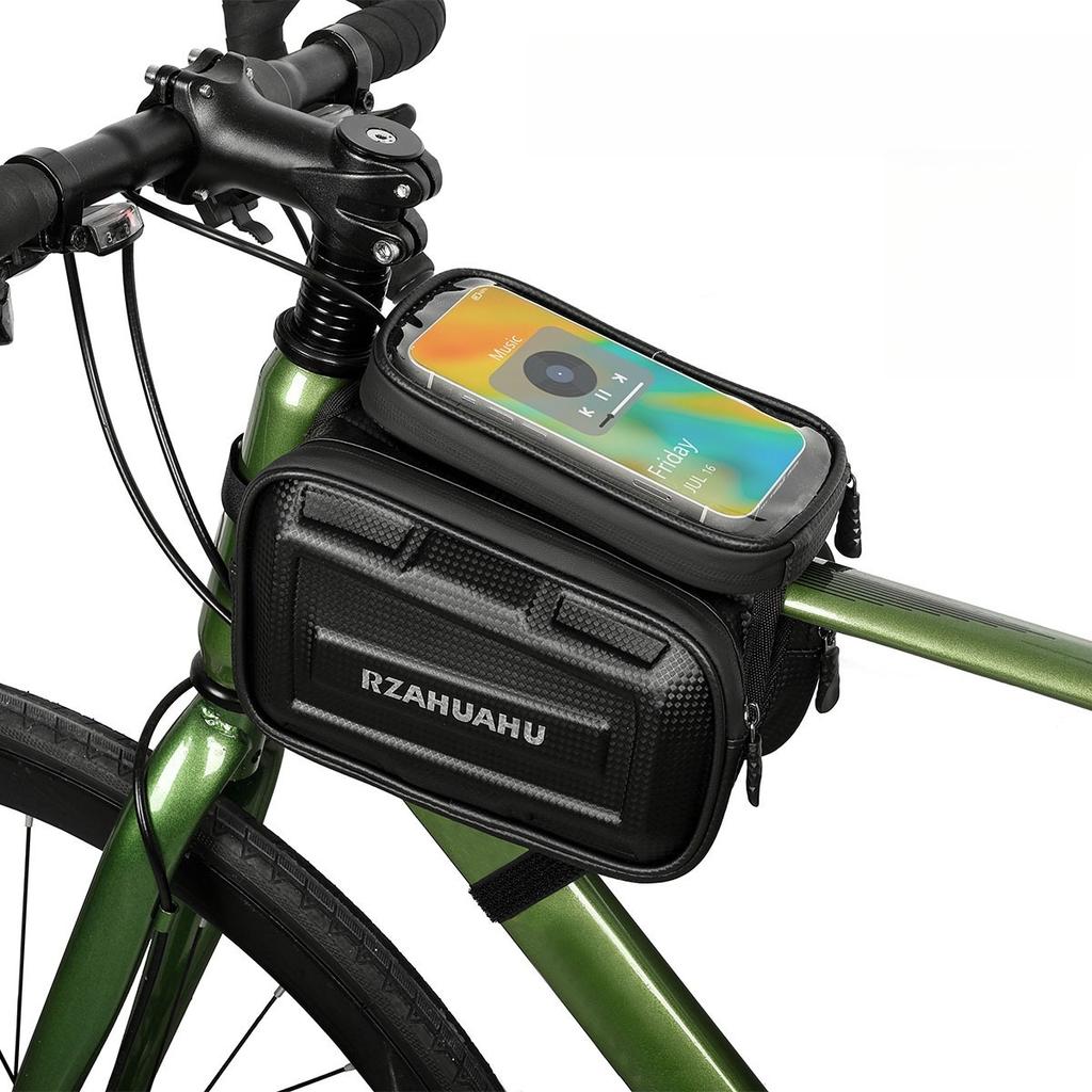 Bike Front Beam Bag Support Touch Screen Bike Phone Mount Bag Large Capacity Cycling Top Tube Bag for 7in Phones