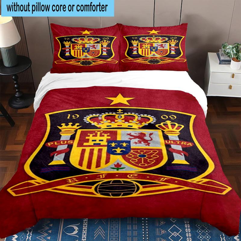 3pcs Spanish National Emblem Printed Bedding Set Duvet Cover Closure Includes 1 Duvet Cover & 2 Pillowcases Bedding Sets Home Decor Gifts