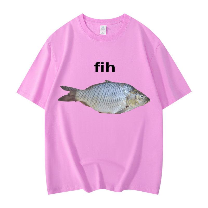 Fih Fish Funny Meme T Shirt High Quality Fashion Short Sleeve T-shirts Men Women Clothing Oversized Cotton T-shirt Streetwear