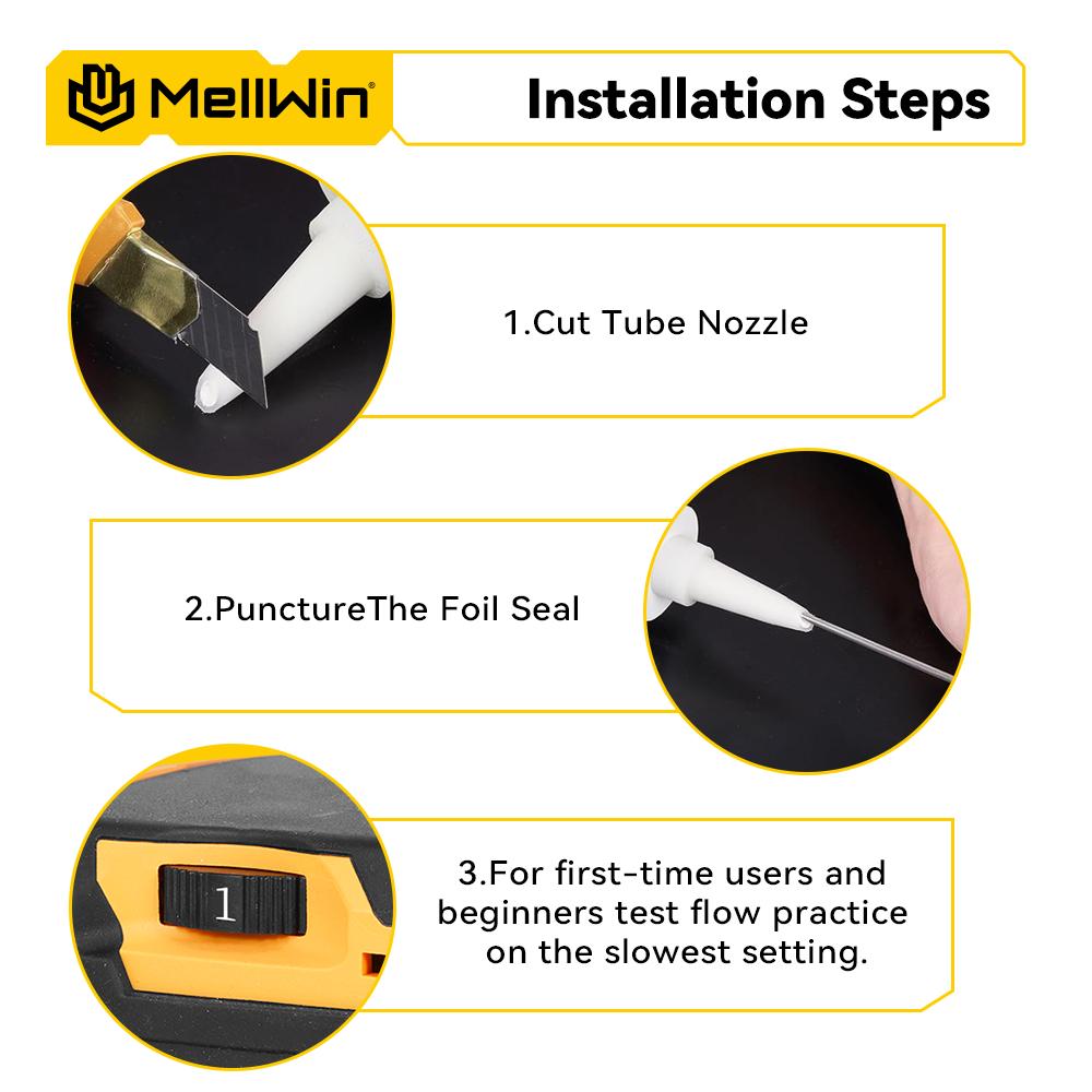 MELLWIN 10 унц/300 мл Пистолет для герметика для стекла Аккумуляторный Двери и окна Электрический инструмент для заделки швов Для аккумулятора Makita 18 В Штифт