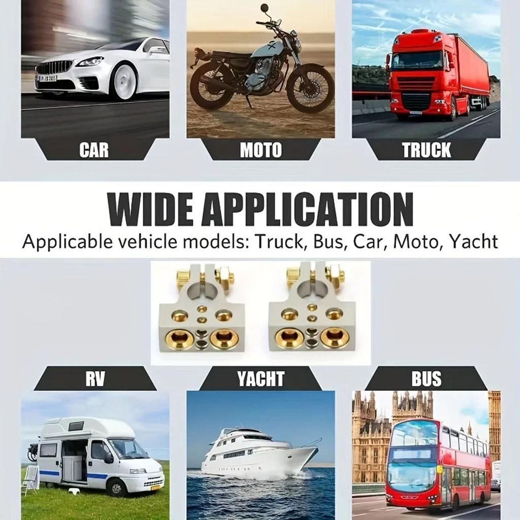 Разъемы для аккумуляторов сверхмощных автомобилей, 0/2/4/6/8/10 AWG, верхний вывод для нескольких аккумуляторов