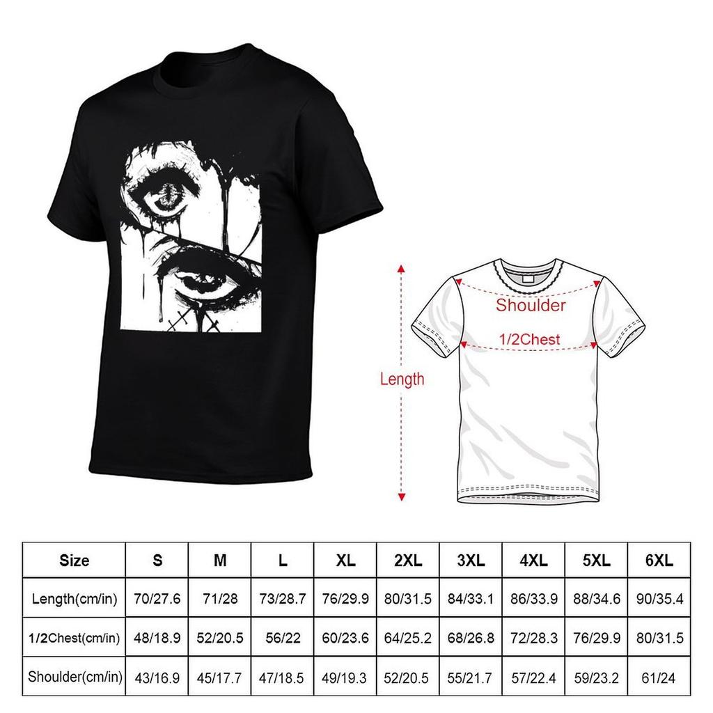 Anime Goth Girl Eyes Tshirt Urban Casual Loose Fit Tee