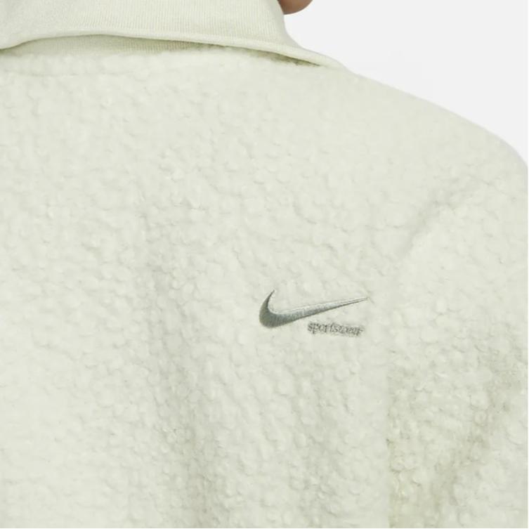 Nike Спортивная одежда, однотонная короткая повседневная толстовка с воротником на молнии и длинными рукавами, женские топы, светло-зеленые FB8786-020