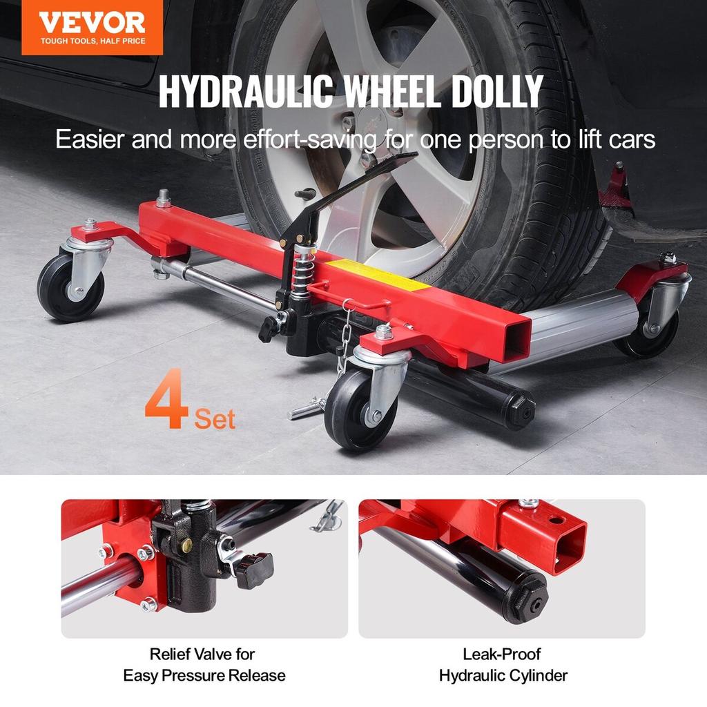 Wheel Dolly Heavy Duty Vehicle Positioning Tire Car Lifter 1500Lbs 4 Pack