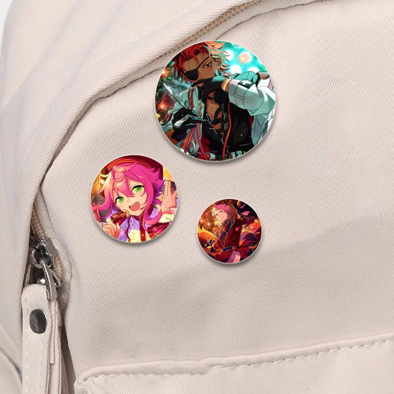 32/44/58mm Anime Collection Ensemble Stars Tinplate Pin Round Cartoon Snap-in Brooches for Backpack Accessories Badge Handmade Decoration