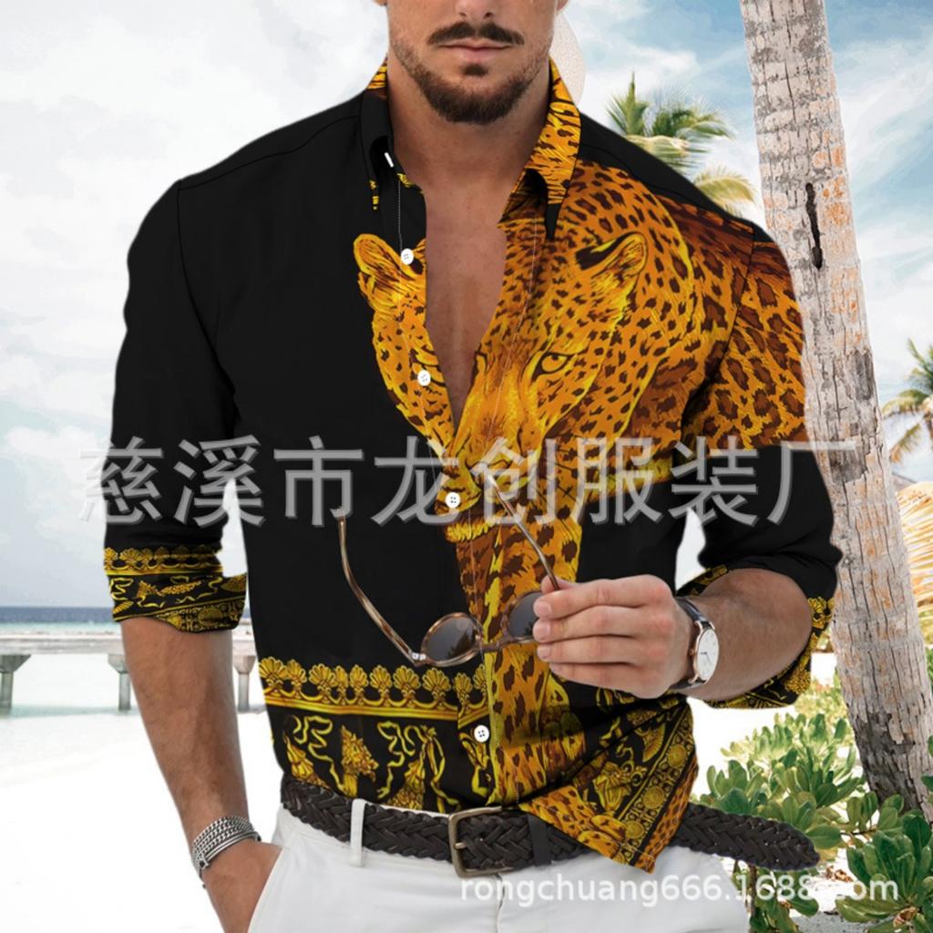 Must-have Long-sleeve Shirt with Butterfly & Abstract Print, Casual Wear