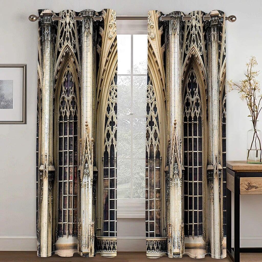 Luxury Doors Yellow Doorknob Ornamental Carved Free Shipping 2 Pieces Thick Curtains For Living Room Bedroom Window Drape Decor