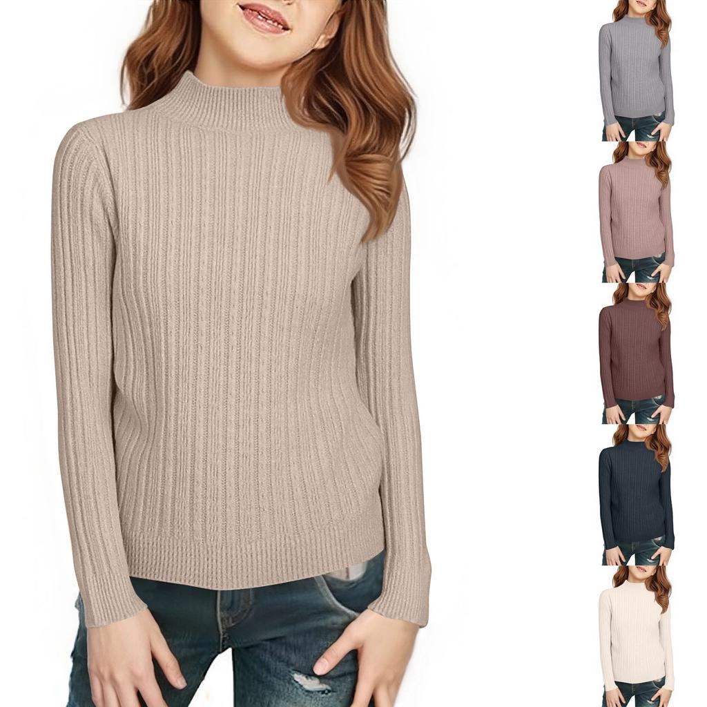 Детская модная повседневная футболка с полувысоким воротником, базовая, с длинным рукавом