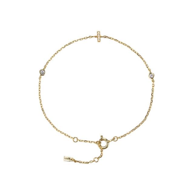 925 Sterling Silver Initial 26 Letters Alphabet Monogram Gold Name Bracelet Crystal Cz Zircon Fashionable Jewelry