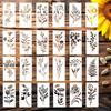 24pcs/Set Wildflower Stencils Professional Body Art Paint Stencils Reusable for Adults Kids Templates for Parties Makeup Tools