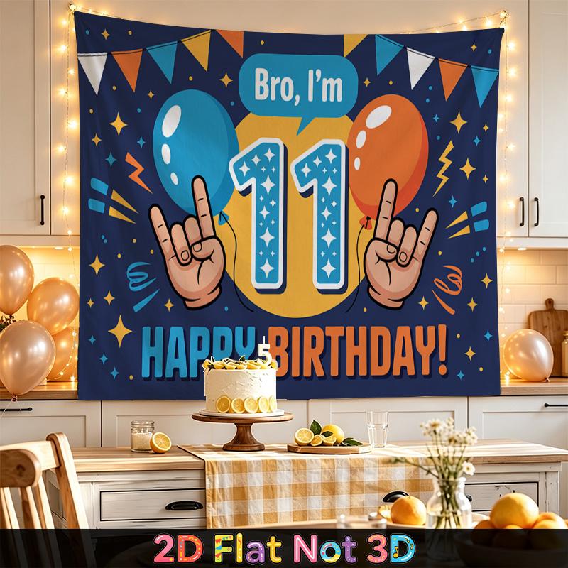 Red 11th Balloon Birthday Backdrop 1pc - Party Supplies
