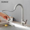 Brushed Nickel Kitchen Faucet Single Hole Pull Out Spout Kitchen Sink Mixer Tap Stream Sprayer Head Chrome/Black Mixer Tap