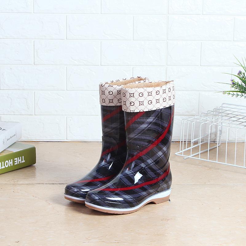 Высокие водонепроницаемые сапоги до середины голени, женские дождевые сапоги, весна/осень 2024, женские дождевые сапоги из ПВХ, rty678