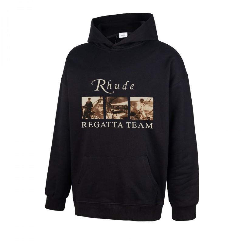 RHUDE Толстовка с графическим принтом из тяжелого хлопка Мужская Повседневная Свободный крой Молодежная Уличная одежда
