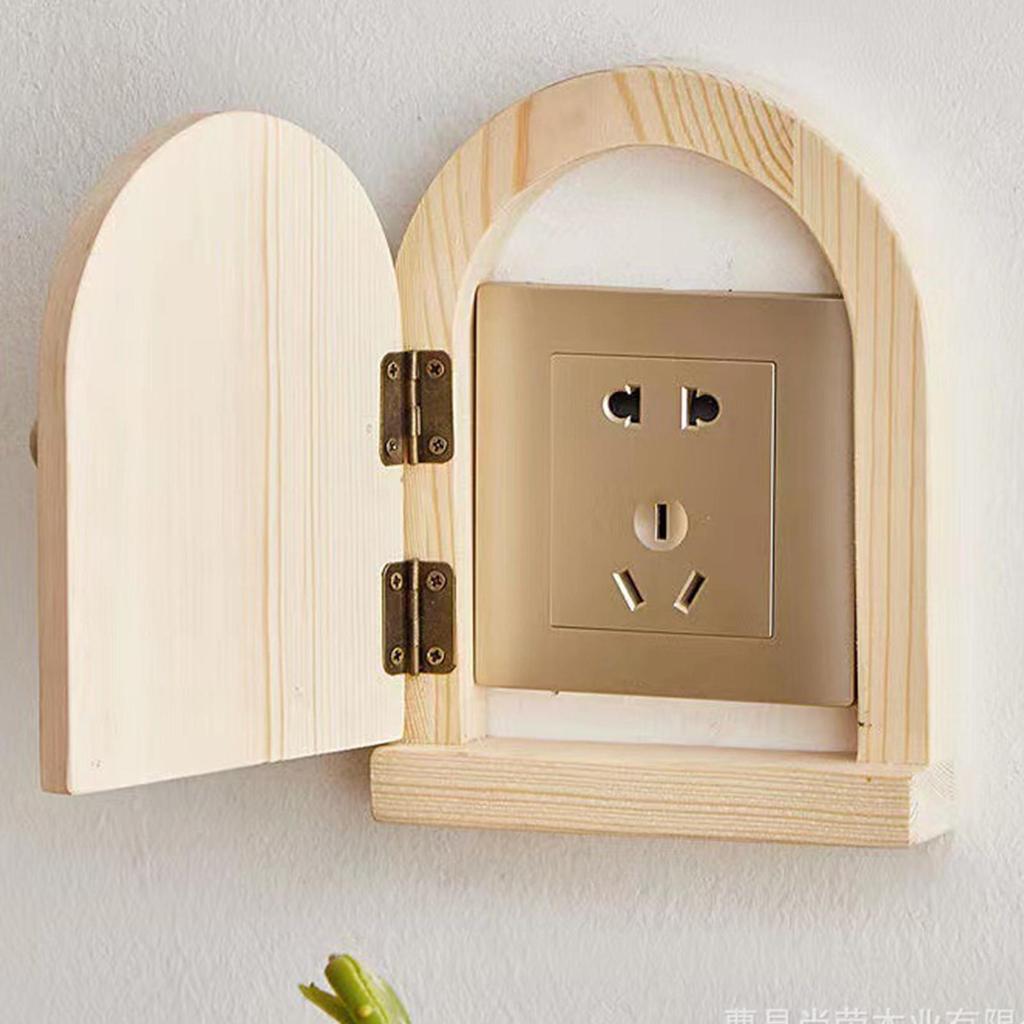 Fairy Door Outlet Cover Button Protective Cover Fairy Door Design Solid Wood Protective Cover Button Decoration For Kitchen Home