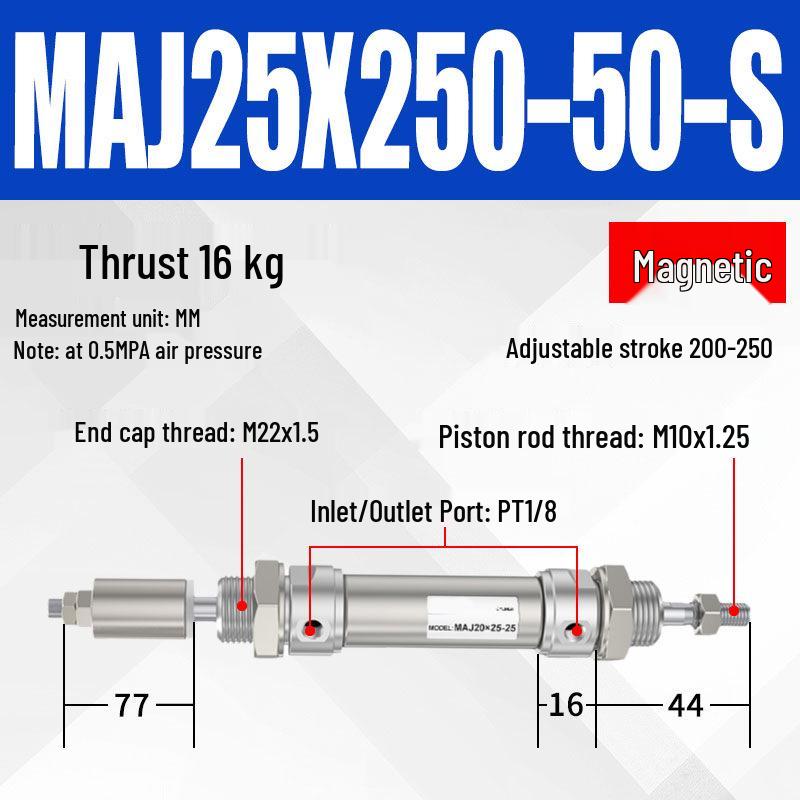 Adjustable Stroke Mini Stainless Steel Pneumatic Cylinder (maj16/20/25/32/40X100-25-50sca)