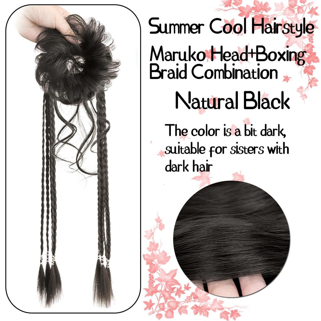 Синтетические волокнистые длинные косички для наращивания волос с резинкой 22 дюйма, боксерские плетеные волосы с небрежным пучком для женщин на каждый день