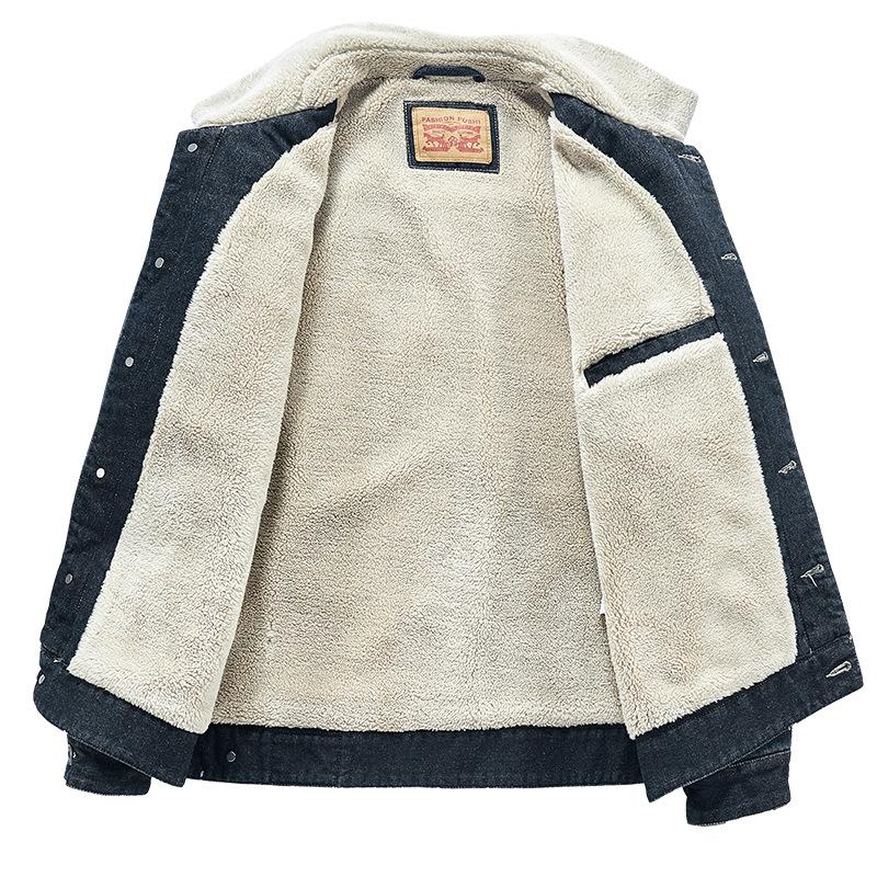 Модная мужская плюшевая и утолщенная джинсовая куртка со свободными лацканами, мужской топ