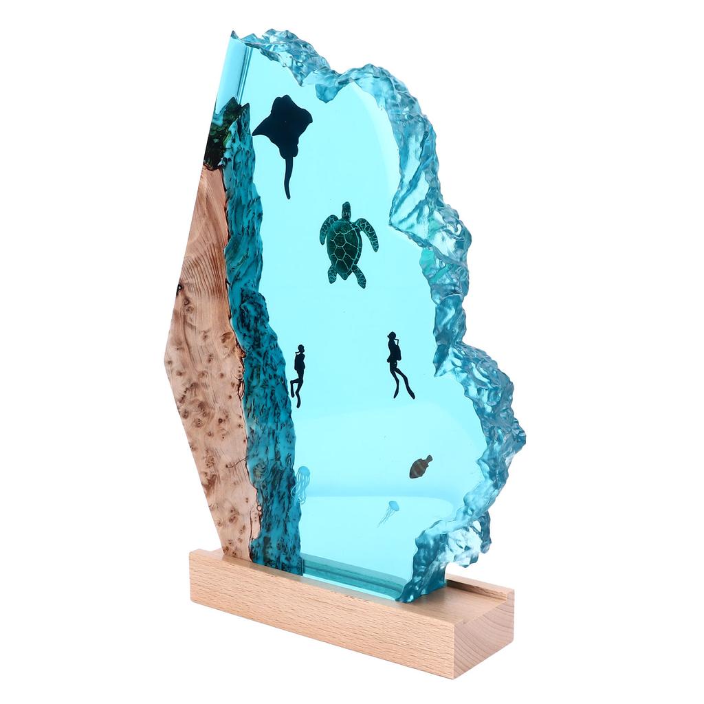 8inch Divers Lamp Solid Wood Resin Unique Detachable LED 5V Ocean Light Lamp for Decoration Gift