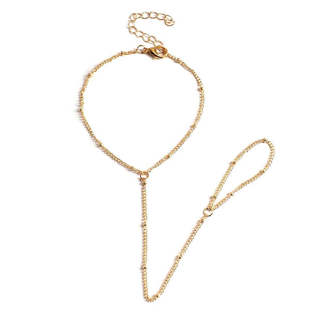 European & American Ladies' Beaded Finger Chain Bracelet - Exquisite Spring Fashion Accessory