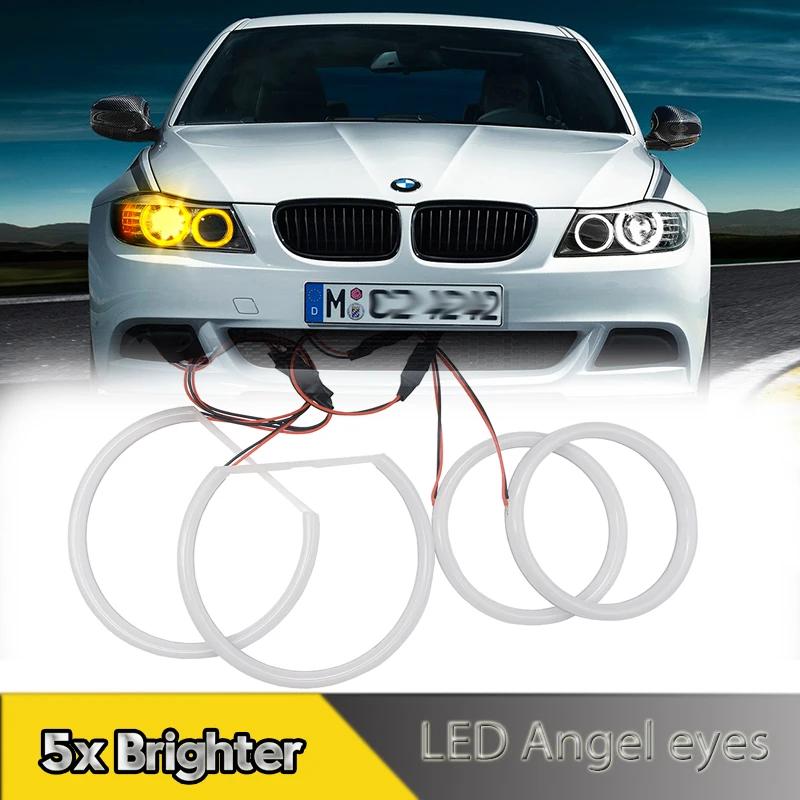 4 шт. Комплект RGBW Ангельские глазки Кольца Гало Хлопковый свет Для BMW E90 Динамические Дневные Ходовые Огни Управление через Bluetooth-приложение Автоаксессуары