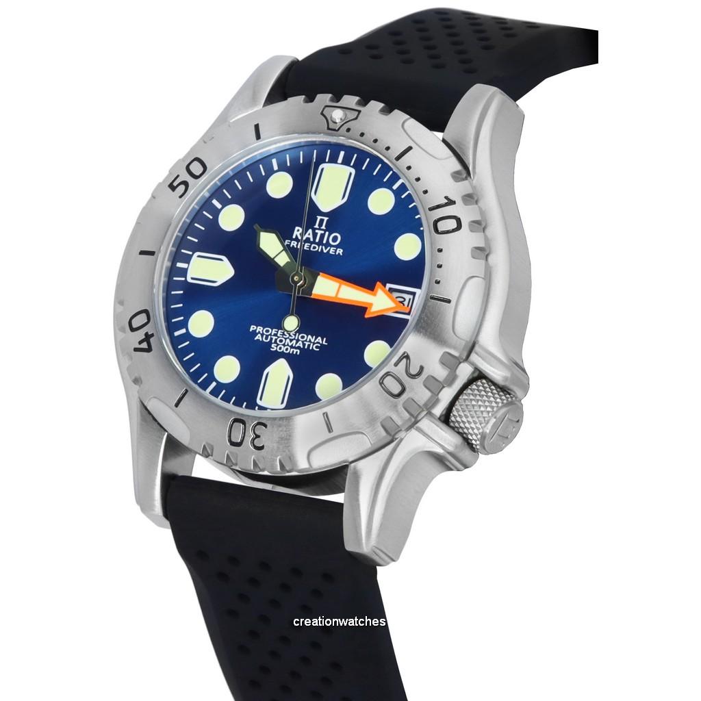 Ratio FreeDiver Профессиональный сапфировый синий Sunray Циферблат Автоматический RTF019 500M Мужские часы