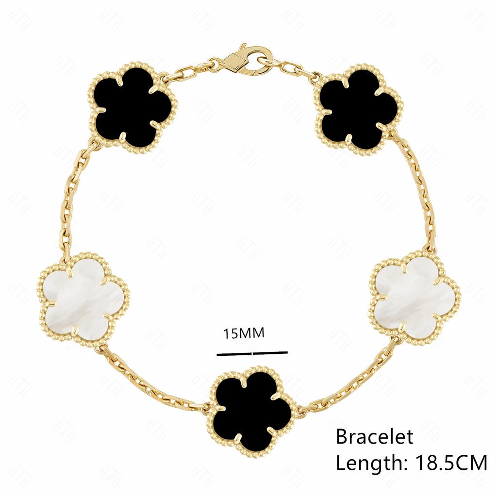 High-quality Fashion Brand Gold Silver Lucky Flower Clover Mother-of-pearl Bracelet Women's Natural Gem Hot Sale