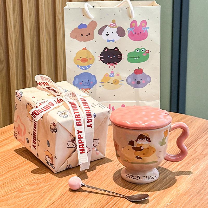 Ретро керамическая кружка для пары, кофейная чашка с крышкой, премиальное ощущение, бытовая чашка для молока и завтрака, женский подарок на день рождения