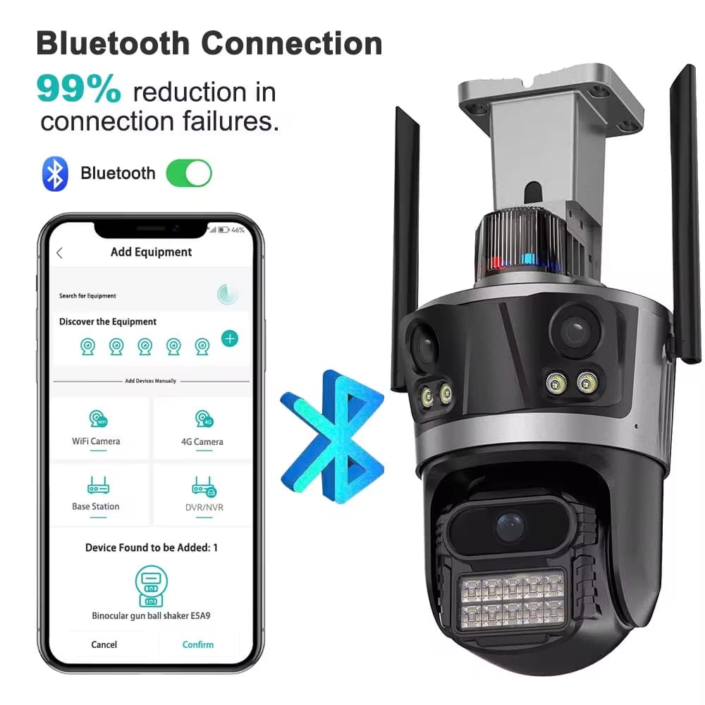 LS VISION ICsee Security PTZ Camera 6K 12MP HD Three Lens 8X Zoom Outdoor WiFi Wireless CCTV Video Surveillance Auto Tracking Home Protection