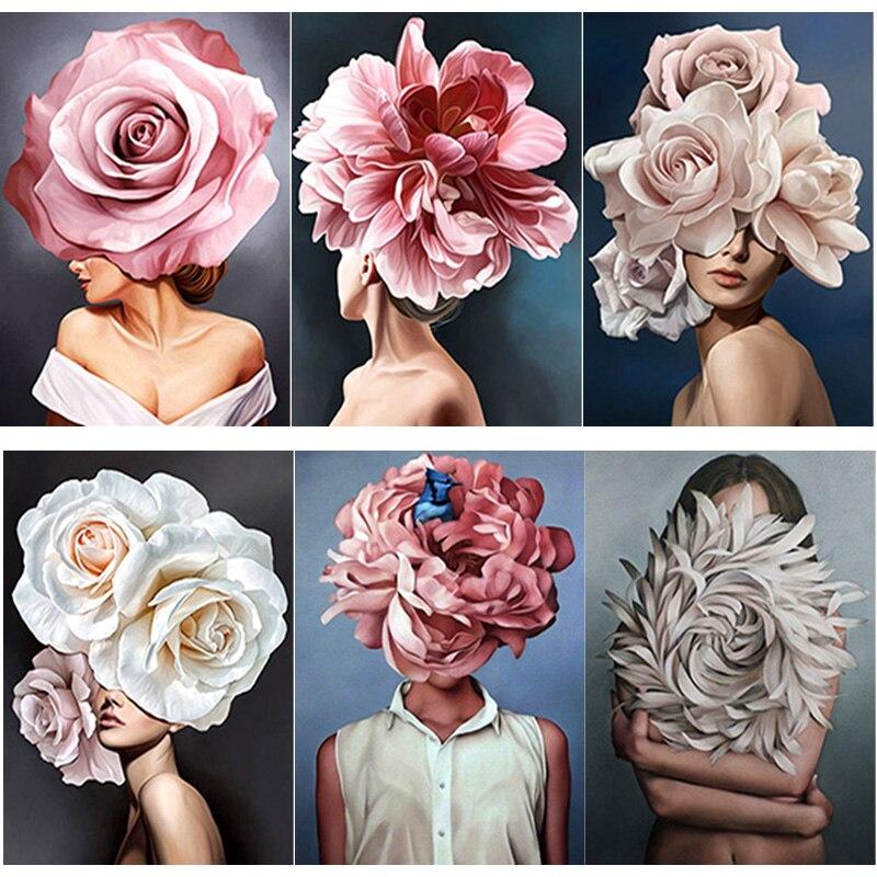 DIY Full Round Diamond Painting Landscape Cross Stitch Flower 5D Beautiful Girl Diamond Embroidery Mosaic Home Decor Gift