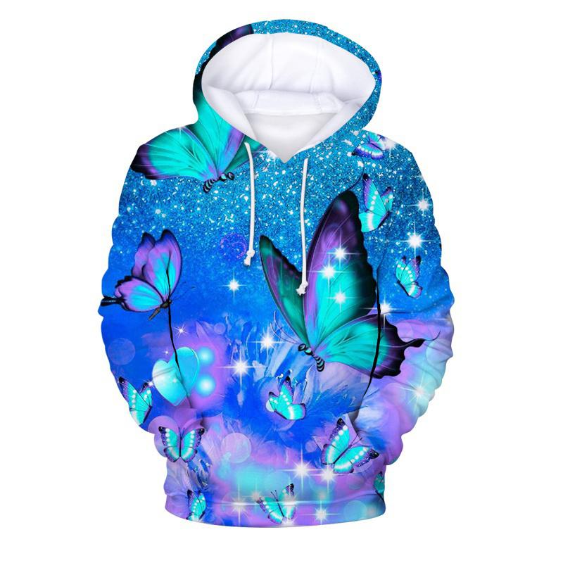 Autumn Fashion Colorful Butterfly 3D Print Hoodies Men Women Casual Sweatshirts Oversized Hoodie Pullovers Tracksuit Clothing