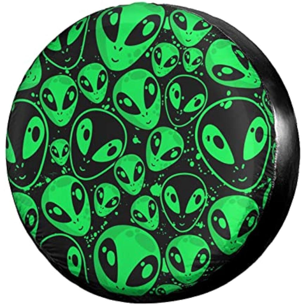 Alien Pattern Spare Tire Cover Polyester Fiber Dust-Proof Protector for RV SUV Truck Camper Trailer