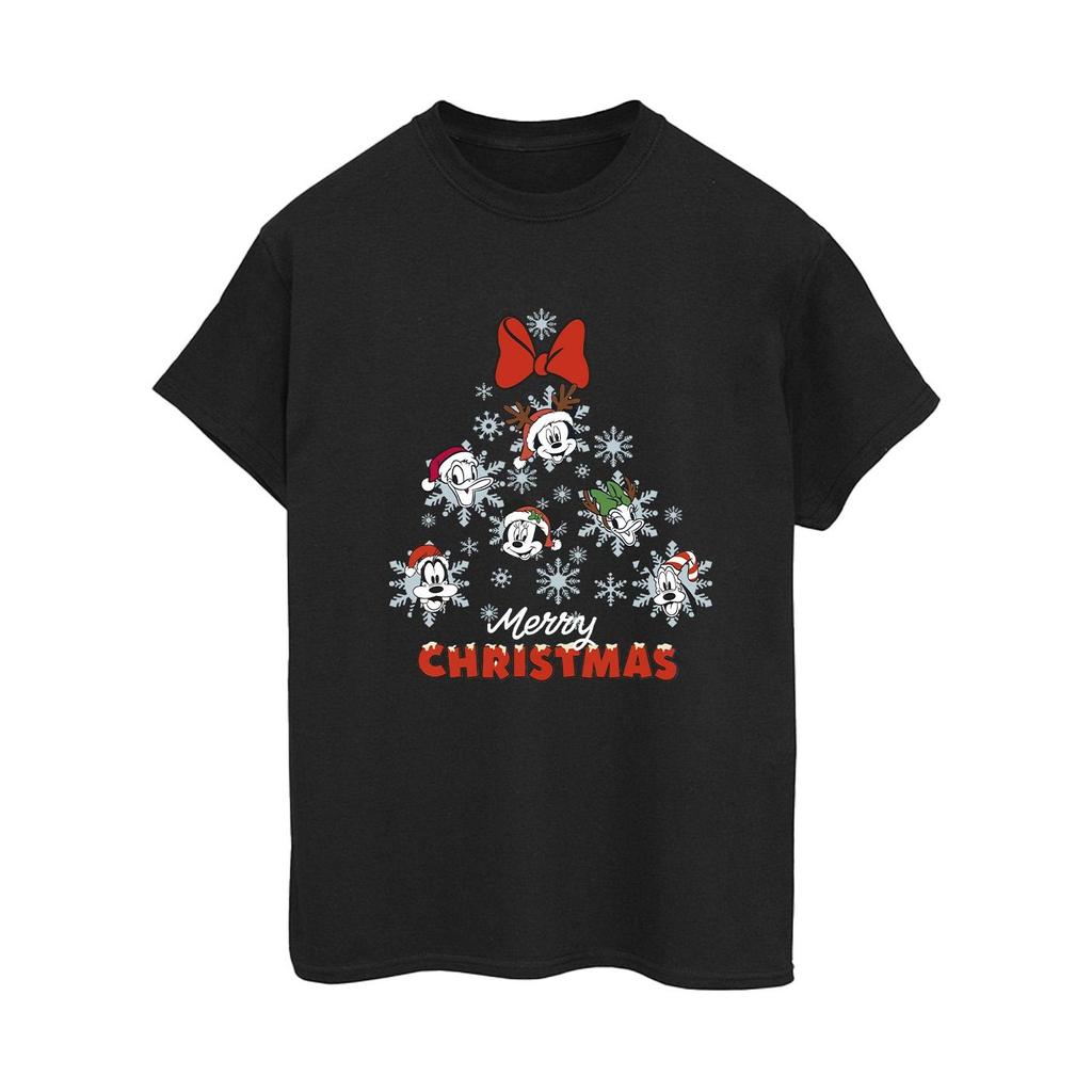 Disney Womens/Ladies Mickey Mouse And Friends Christmas Tree Cotton Boyfriend T-Shirt