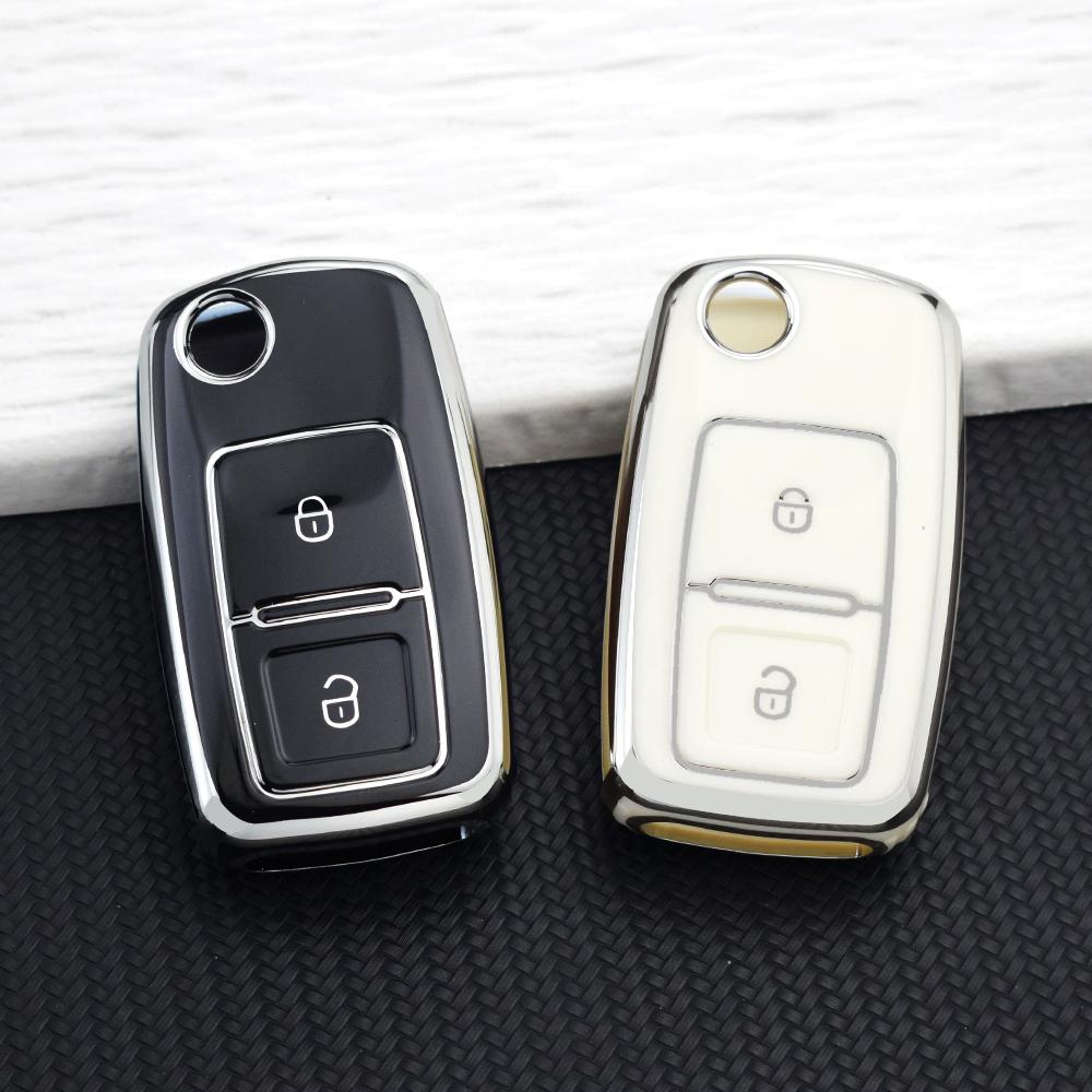 ТПУ чехол для ключа автомобиля для Volkswagen Vw Polo Golf Passat Tiguan Beetle Caddy 2/3 кнопки Чехол для ключа для Skoda Octavia Seat Leon Altea