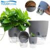Прозрачный двухслойный пластиковый цветочный горшок, самополивающийся цветочный горшок, хлопковая веревка для полива, небольшой цветочный горшок с инъекционным портом