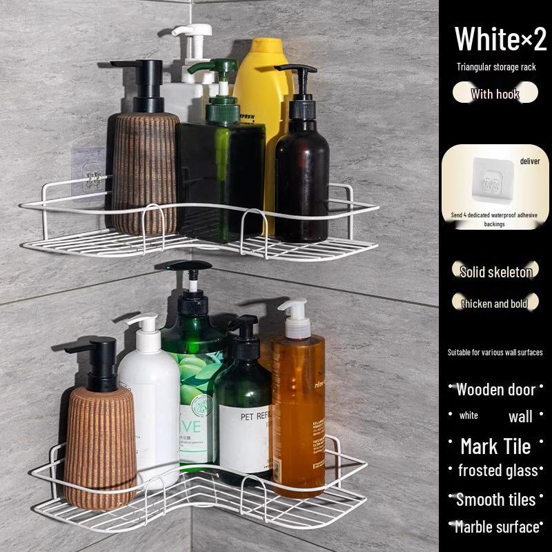 Угловая полка для хранения в ванной без сверления - Настенная стойка-органайзер для туалетных принадлежностей