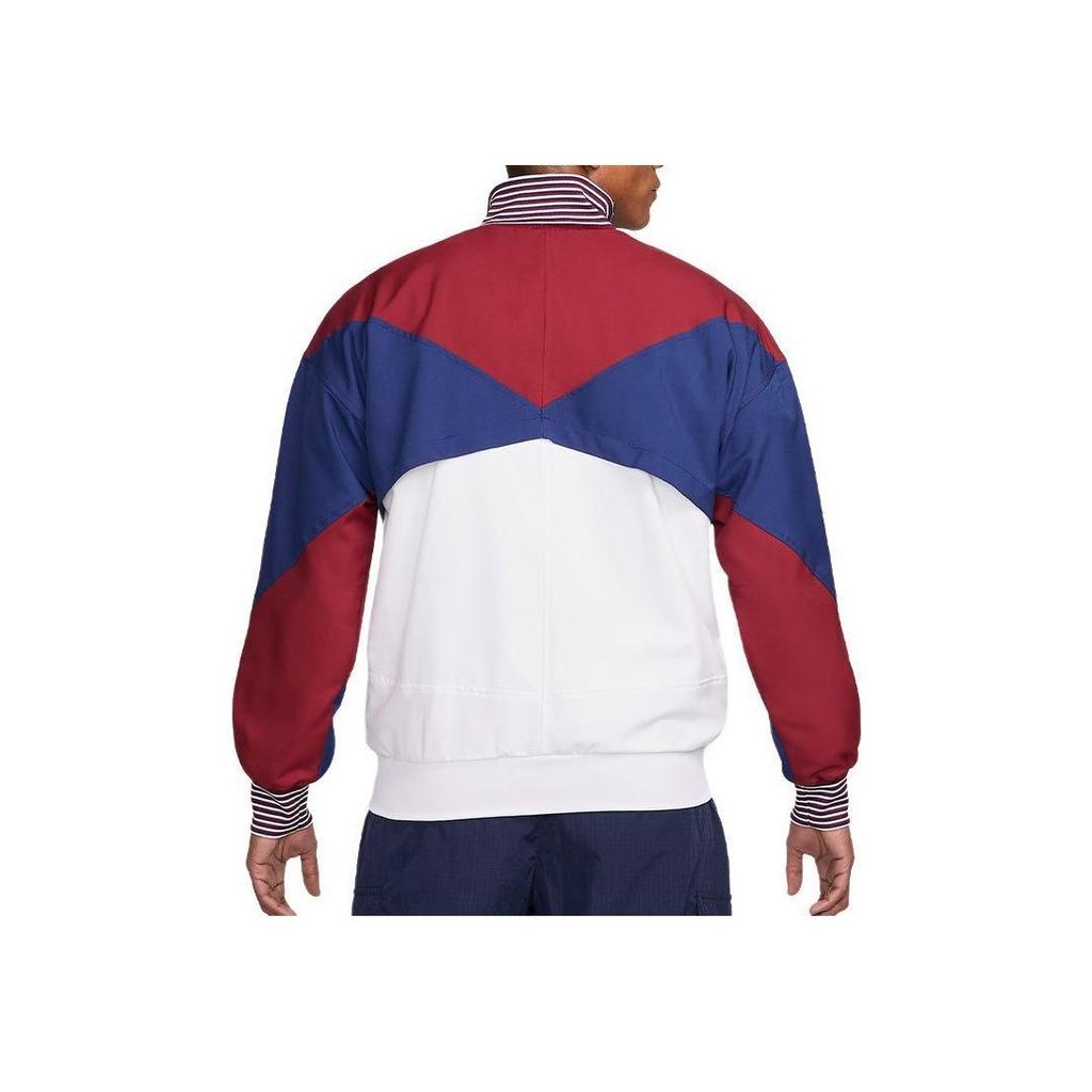 Nike Dri-FIT Soccer Jacket Color Block Printed Logo Vintage Sports Stand Collar Long Sleeve Work Jacket Men Jackets White FJ2900-100
