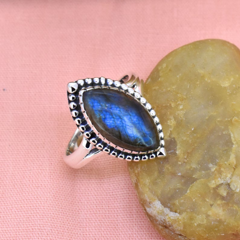 Натуральный лабрадорит драгоценный камень женское кольцо 925 твердое серебро ювелирные изделия эффектное кольцо ручной работы
