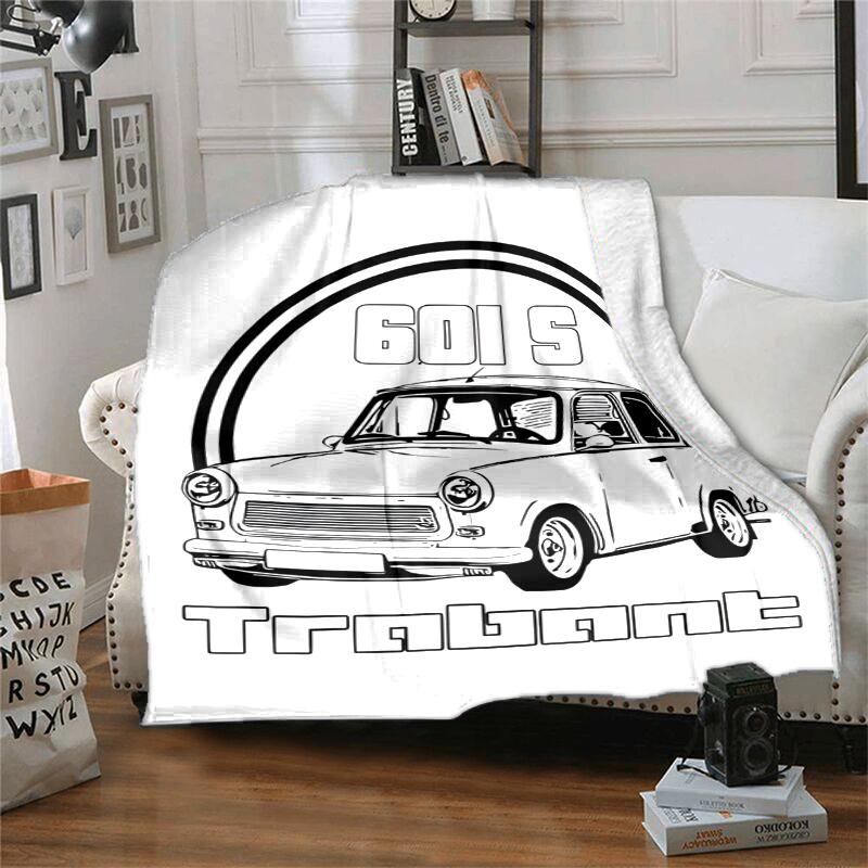 Trabant 601 Flannel Blanket Soft Warm All-Season Throw, Design for Camping, Car Travel, Hiking Sofa, Bed, Office Perfect Gift for Parties