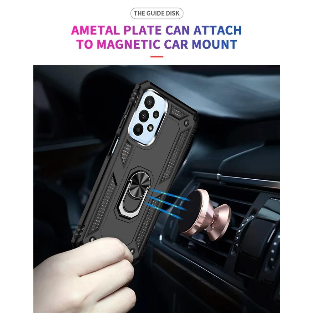Для Samsung Galaxy A23 чехол металлическое кольцо бронированный противоударный чехол для Samsung A23 A 23 GalaxyA23 SM-A235F автомобильный магнитный держатель чехол