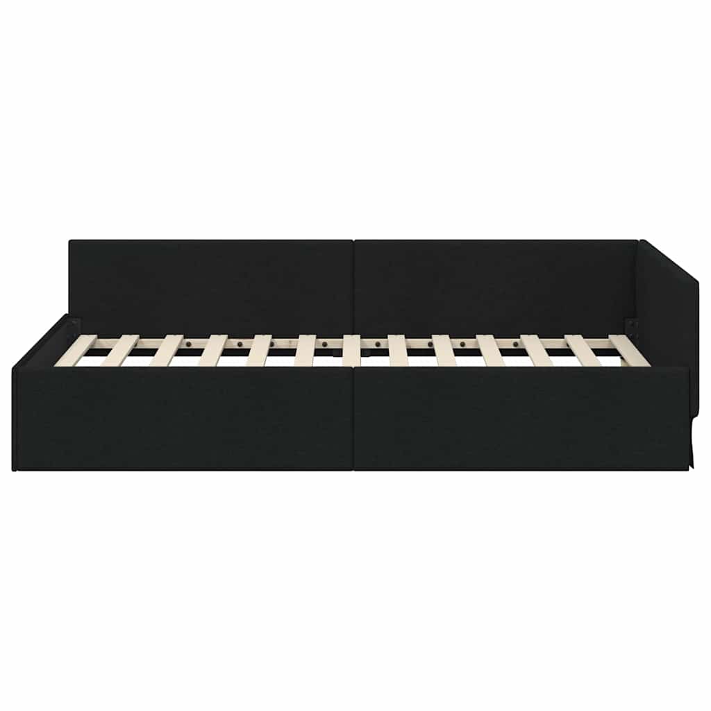 L shaped bed frame with headboard black 80 cm x 200 cm fabric